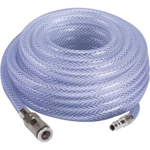Einhell Hochdruckschlauch, 15 m, transparenter Schlauch mit Schnellanschlusskupplung und Stecknippel.