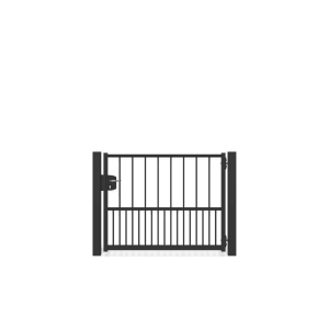 Anthrazitgraue Zaunguru Gartentür Hamburg, 149.7 cm breit, mit Schloss und 180° Öffnungswinkel.