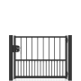 Anthrazitgraue Zaunguru Gartentür Hamburg, 149.7 cm breit, mit Schloss und 180° Öffnungswinkel.