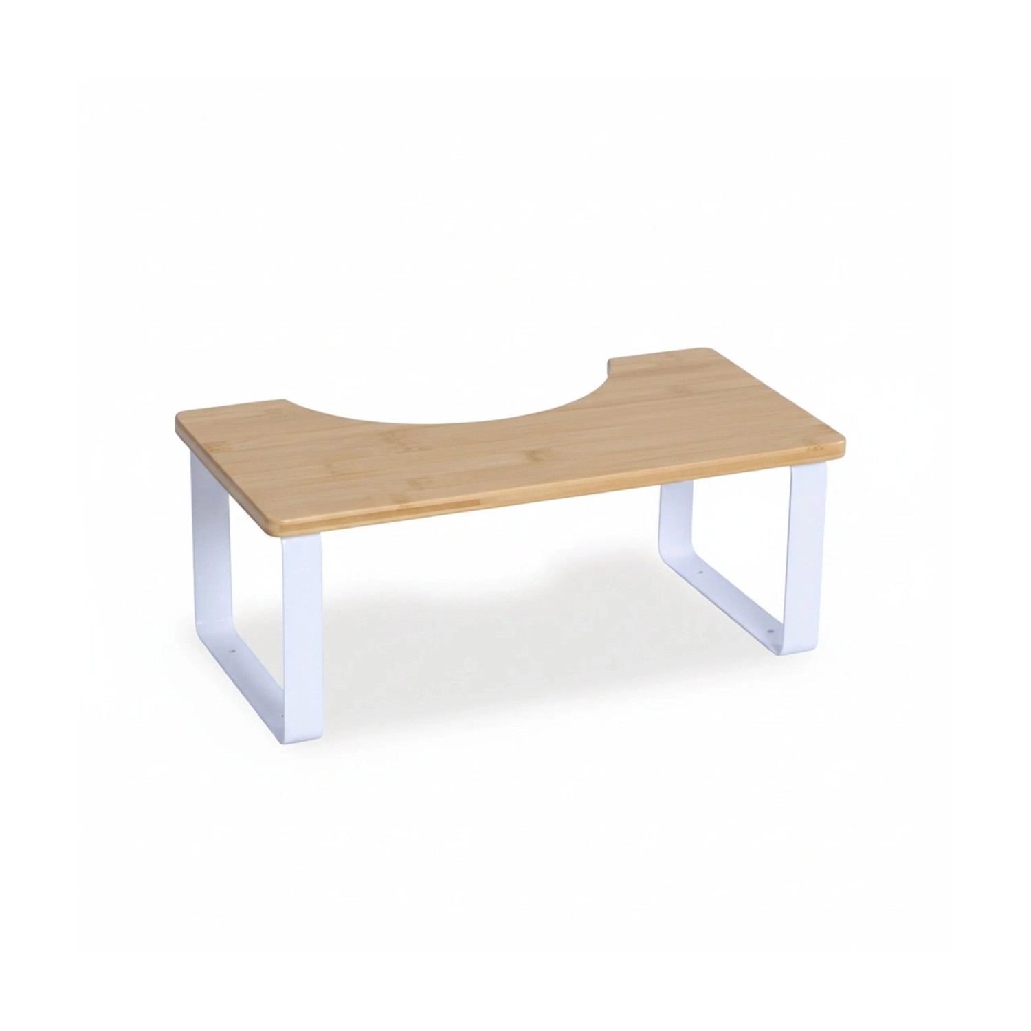 Relaxdays Toilettenhocker Bambus Metall Natur Weiß Rutschfest 18 cm x 44,5 cm x 23 cm 1,6 kg
