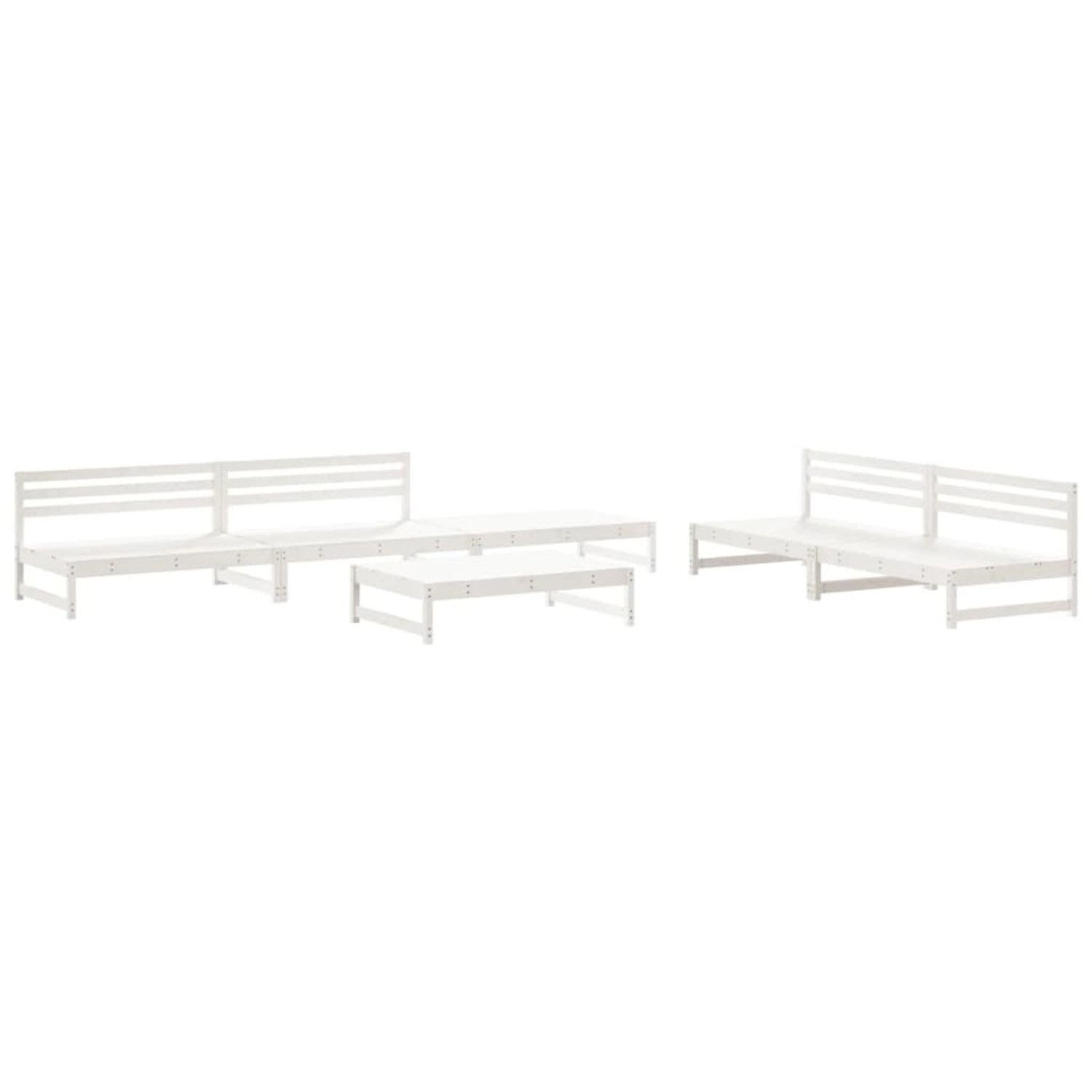 vidaXL 6-tlg Garten-Lounge-Set Weiß Massivholz Kiefer Modell 6 günstig online kaufen