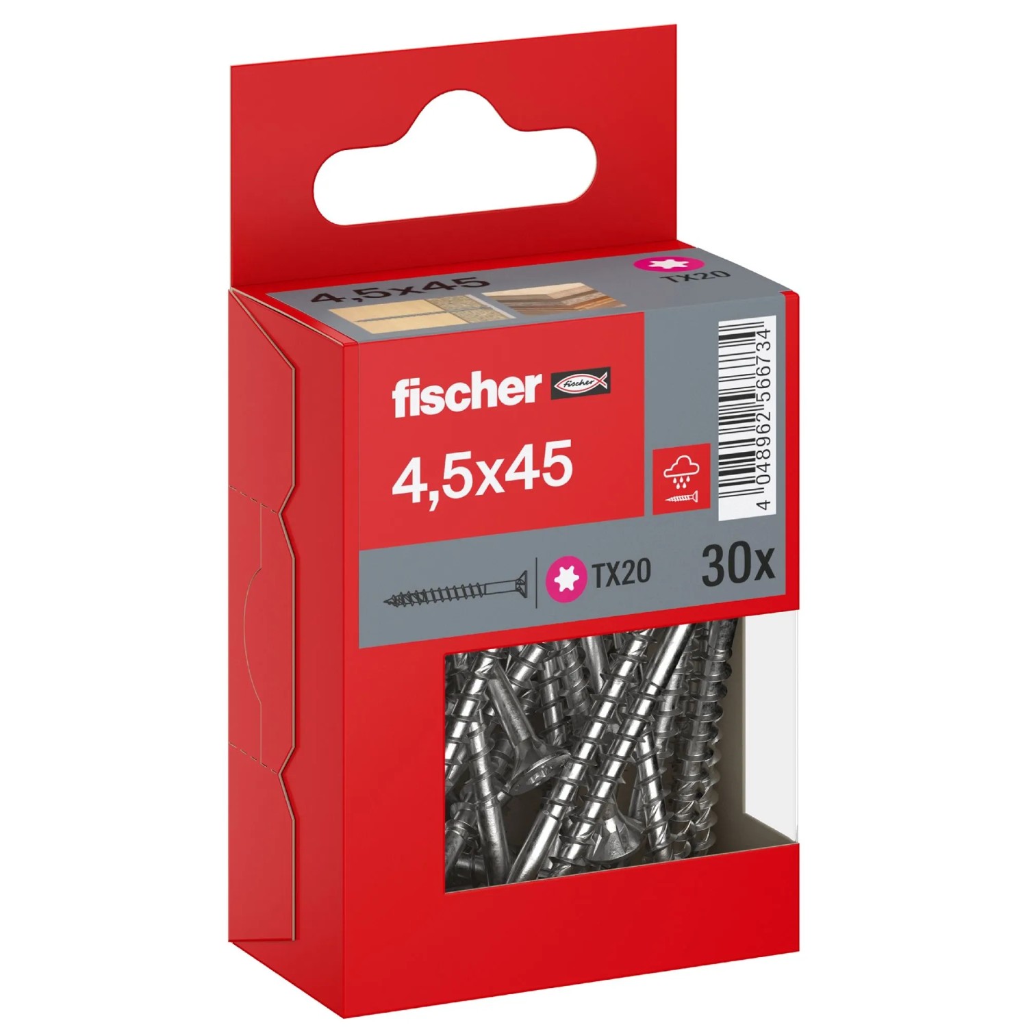 Fischer Schraube PowerFast FPF II CTP A2 SK TX TG Ø 4,5 mm x 45 mm 30 Stück