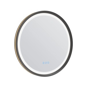 Aquabatos Rund LED Spiegel 60 cm Badspiegel mit Beleuchtung Dimmbar Antibeschlag Mattschwarzer Aluminiumrahmen Badezimmerspiegel Touch Schalter