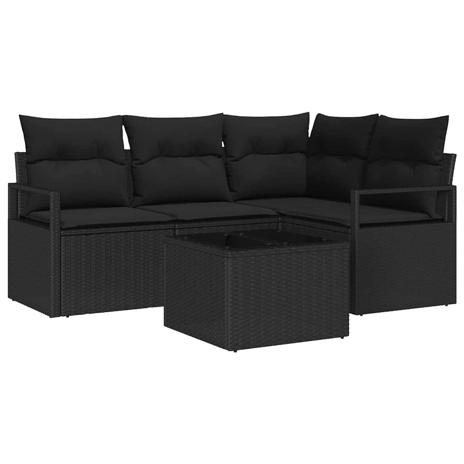 vidaXL Garten-Sofa-Set 5-Tlg Schwarz Poly Rattan 3346373 günstig online kaufen