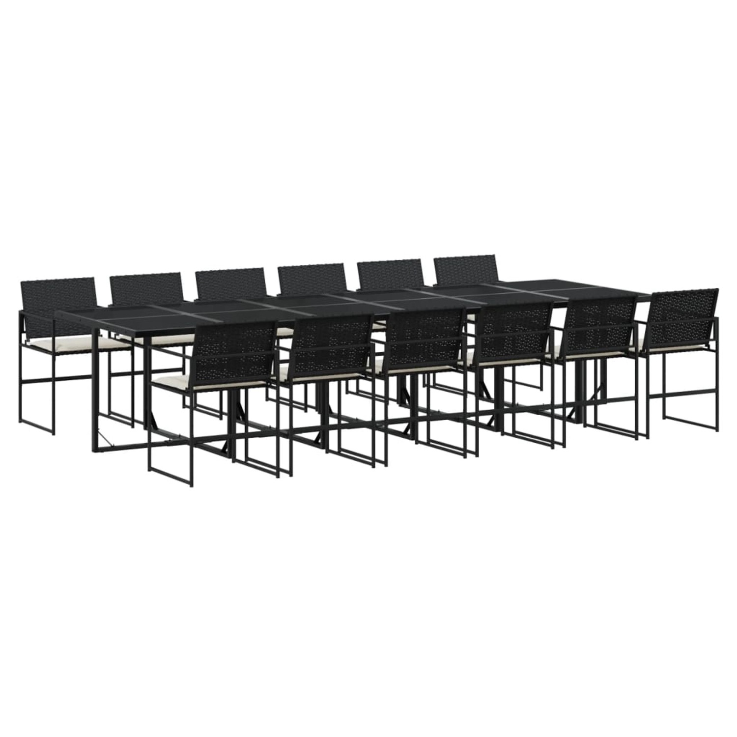 vidaXL 13-Tlg Garten-Essgruppe mit Kissen Schwarz Poly Rattan 3295062 günstig online kaufen
