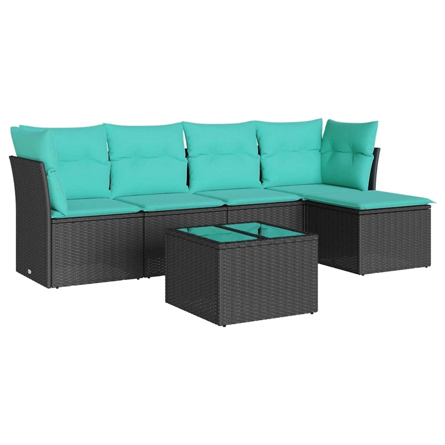 vidaXL 6-Tlg Garten-Sofagarnitur mit Kissen Schwarz Poly Rattan 3217567 günstig online kaufen