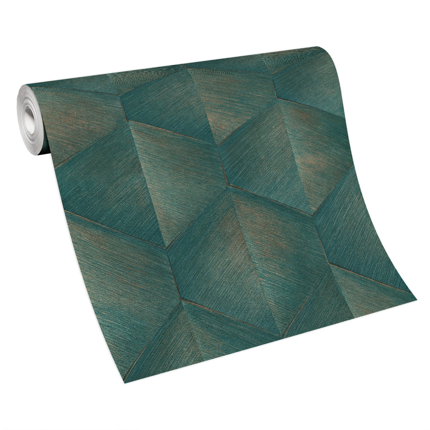Guido Maria Kretschmer Vliestapete Prisma in Petrol, 3D-Effekt auf Rolle.