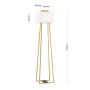 Elegante goldene Stehleuchte Gordi mit weißem Stoffschirm, 175cm hoch. Design-Stehlampe für Wohnräume.