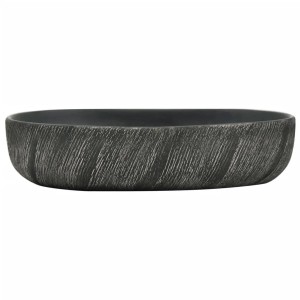 vidaXL Aufsatzwaschbecken, schwarz, oval, aus Keramik mit handgefertigtem, strukturiertem Muster.