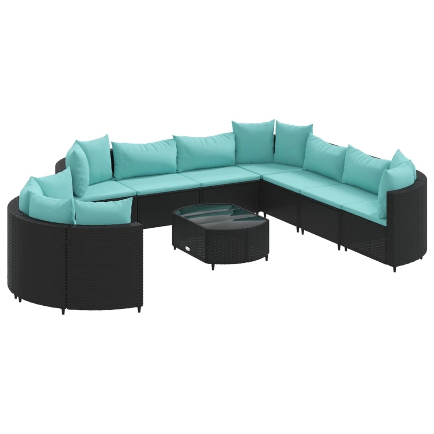 vidaXL 10-tlg Garten-Sofagarnitur mit Kissen Schwarz Poly Rattan Modell 144 günstig online kaufen