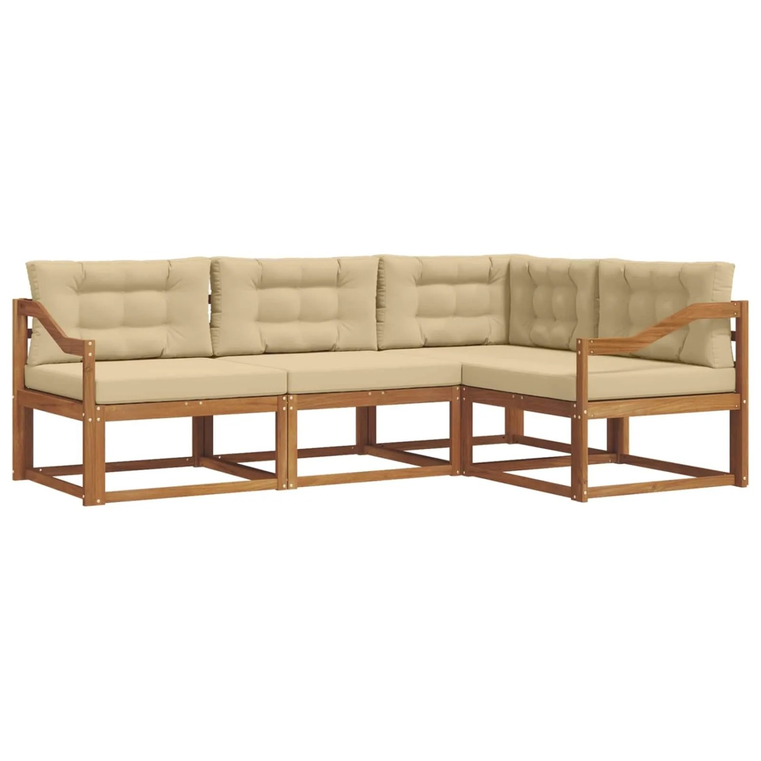 vidaXL Outdoor-Sofagarnitur mit Kissen 4-Tlg Natur und Beige 3367526