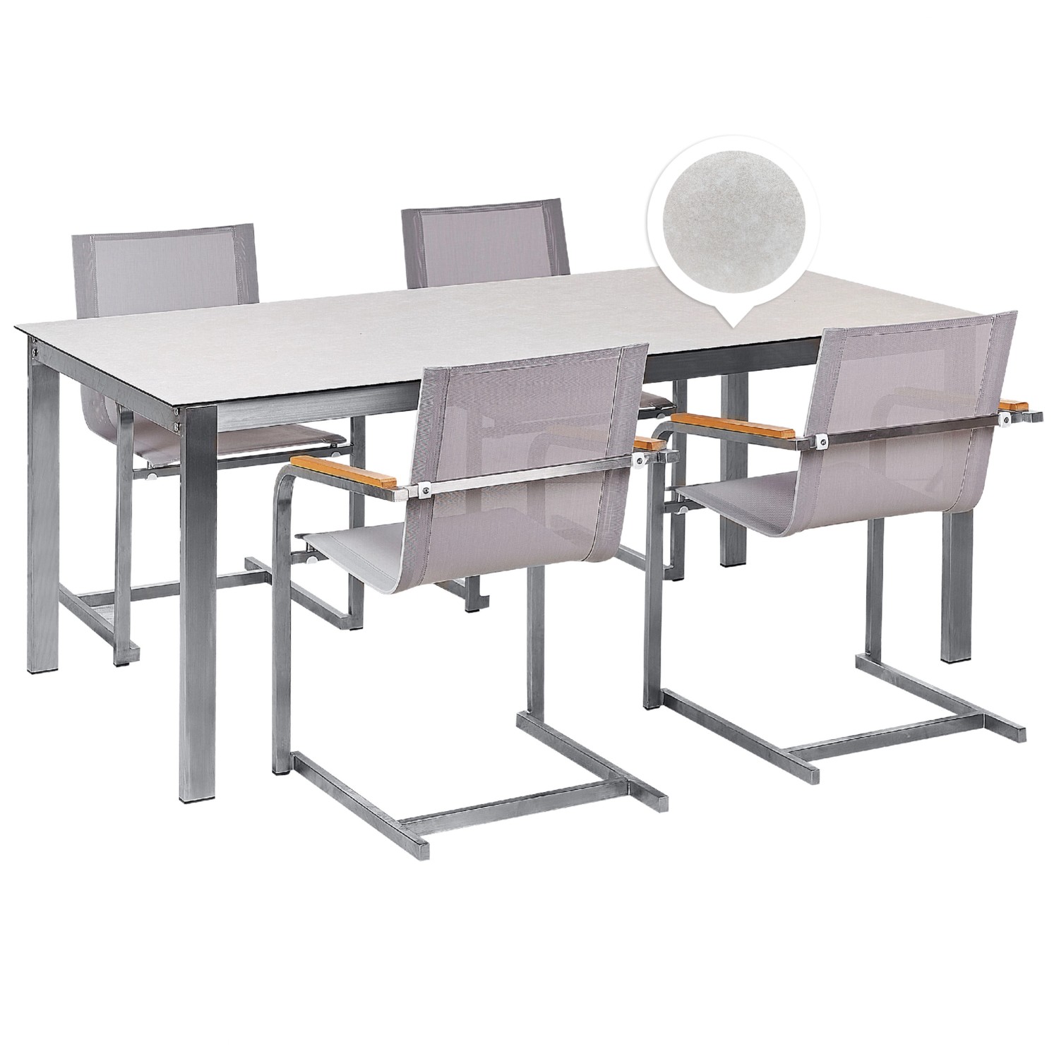 Beliani Gartentisch Set COSOLETO Weiss Beige Silber günstig online kaufen