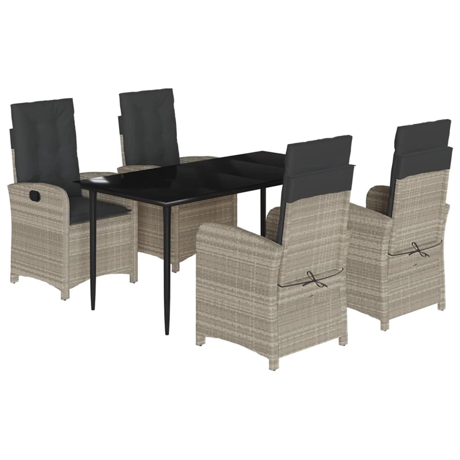 vidaXL 5-Tlg Garten-Essgruppe mit Kissen Hellgrau Poly Rattan 3212414 günstig online kaufen