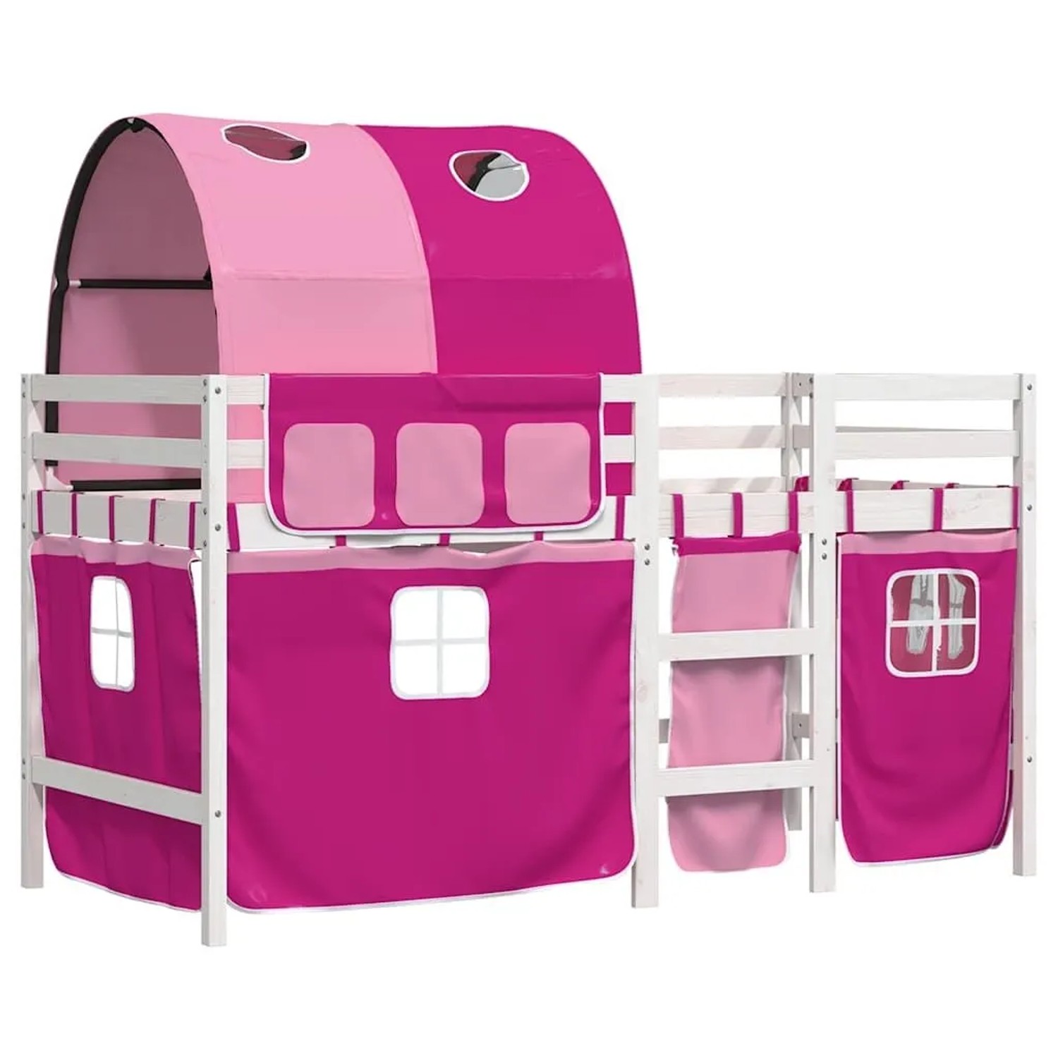 vidaXL Kinderhochbett mit Tunnel Rosa 90x190 cm Massivholz Kiefer 3283858 günstig online kaufen