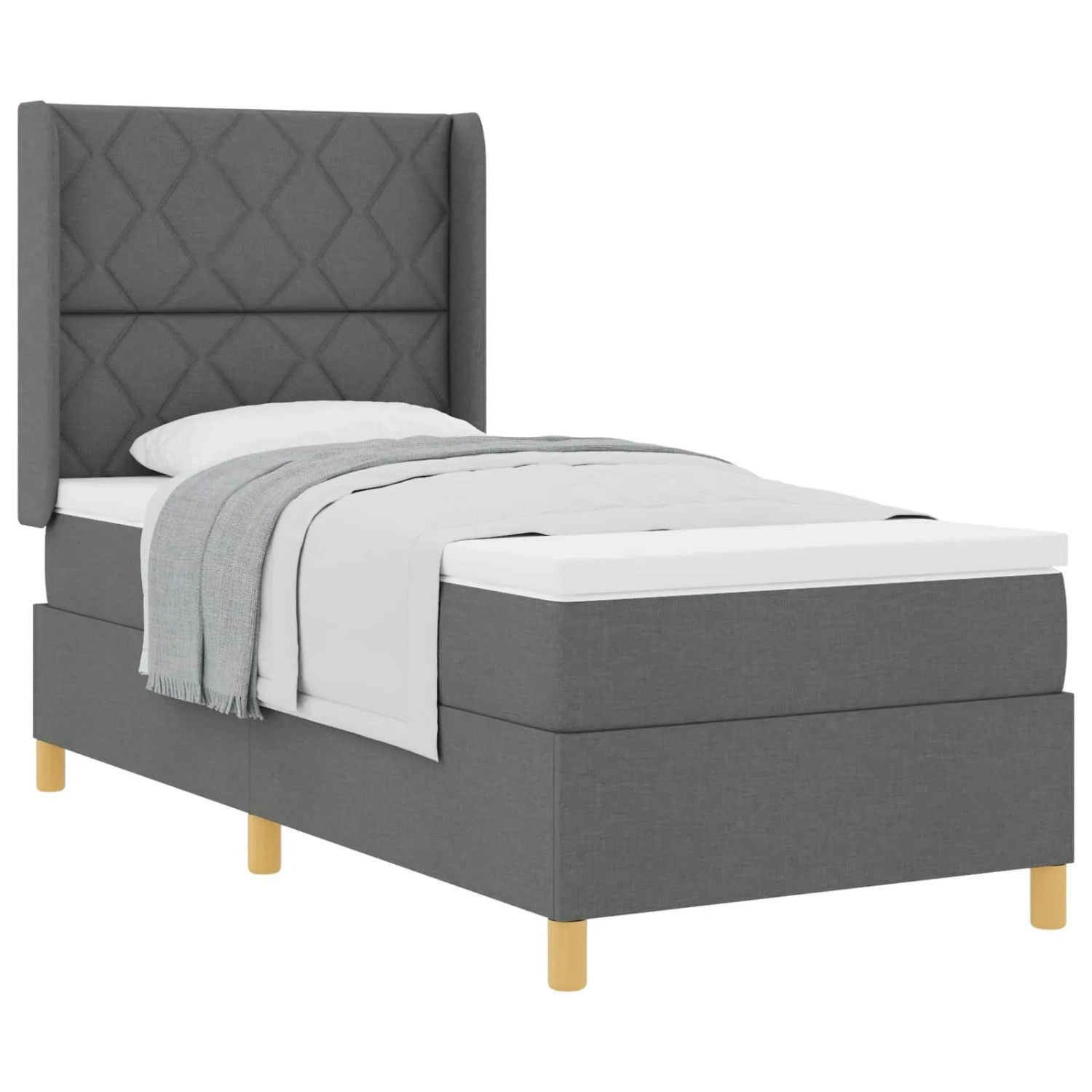 vidaXL Boxspringbett mit Matratze Dunkelgrau 100 x 200 cm Stoff 3341883