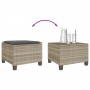 vidaXL Bistro-Set: Hocker/Tisch hellgrau Poly Rattan, mit Kissen. Flexibel als Sitz oder Tisch nutzbar.