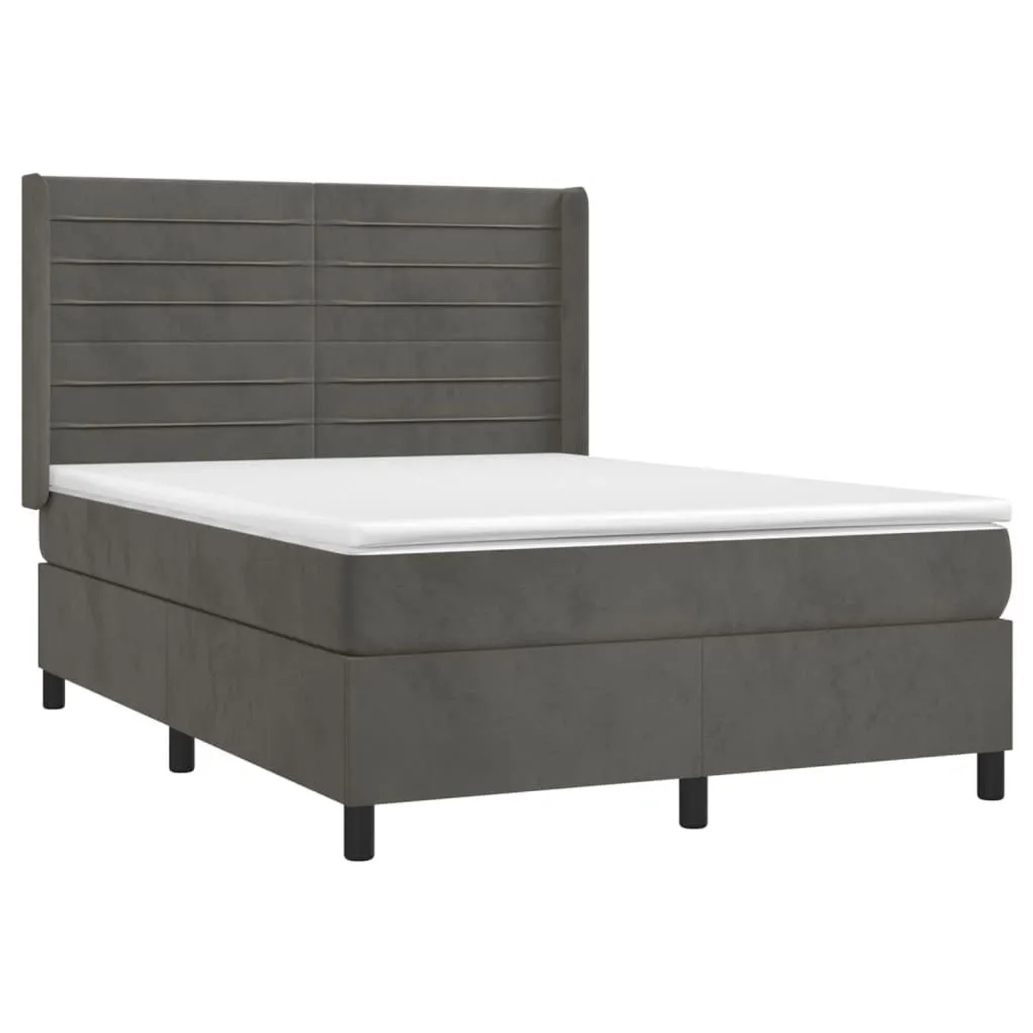 vidaXL Boxspringbett mit Matratze & LED Dunkelgrau 140x190 cm Samt 3139620 günstig online kaufen