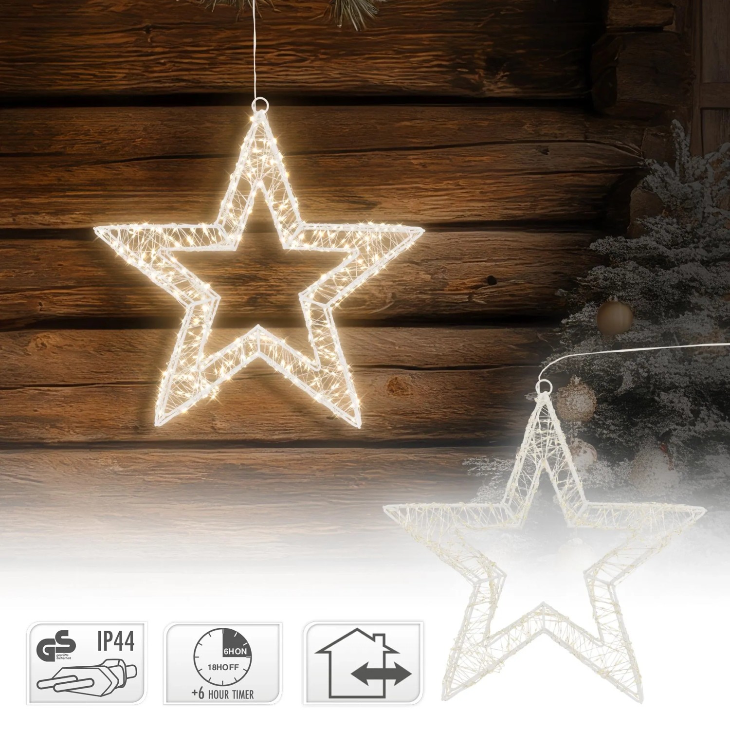 ECD Germany LED-Weihnachtsstern 38 cm auen mit Timer kaufen bei OBI