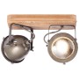 Brilliant Spot Carmen: 2-flammiger Deckenstrahler aus Holz und Metall in Burned Steel Optik.