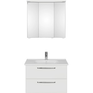 Pelipal Badmöbel-Set Trentino, 77 cm, Weiß: Waschtisch mit Unterschrank und Spiegelschrank.