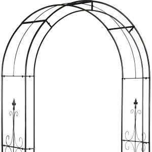 Schwarzer Rosenbogen aus Metall, 240 cm hoch, Rankhilfe für Gartenpflanzen.