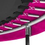 Detailansicht: Pinkes Salta Trampolin Comfort Edition, Federn und Rahmen im Fokus.