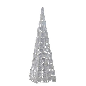 LED Pyramide aus Acryl, 45cm hoch, für Innen & Außen, warmweiße Beleuchtung, Weihnachtsdeko.