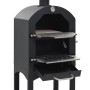 Schwarzer Holzkohle Pizzaofen mit Schamottstein für Garten und Küche.