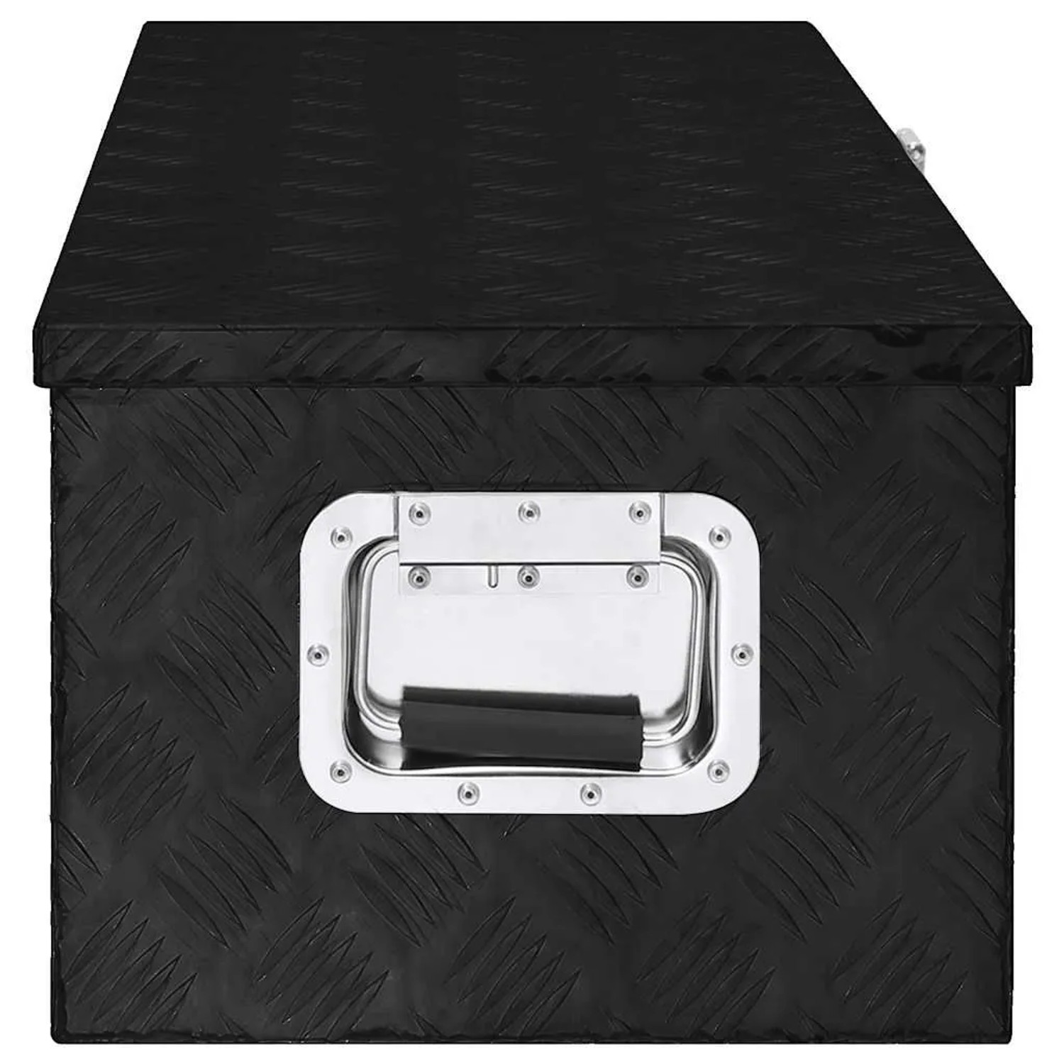 DELUKE Aluminiumbox Mit Deckel Abschließbar Alubox Deichselbox Alu Anhängerbox Werkzeugkiste Transportbox Metallkiste 80x39x30cm Schwarz_4