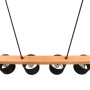 Reality Pendelleuchte Cameron, 4-flammig, Holz/schwarz-goldene Schirme, Hängelampe für Wohn- und Essbereich.