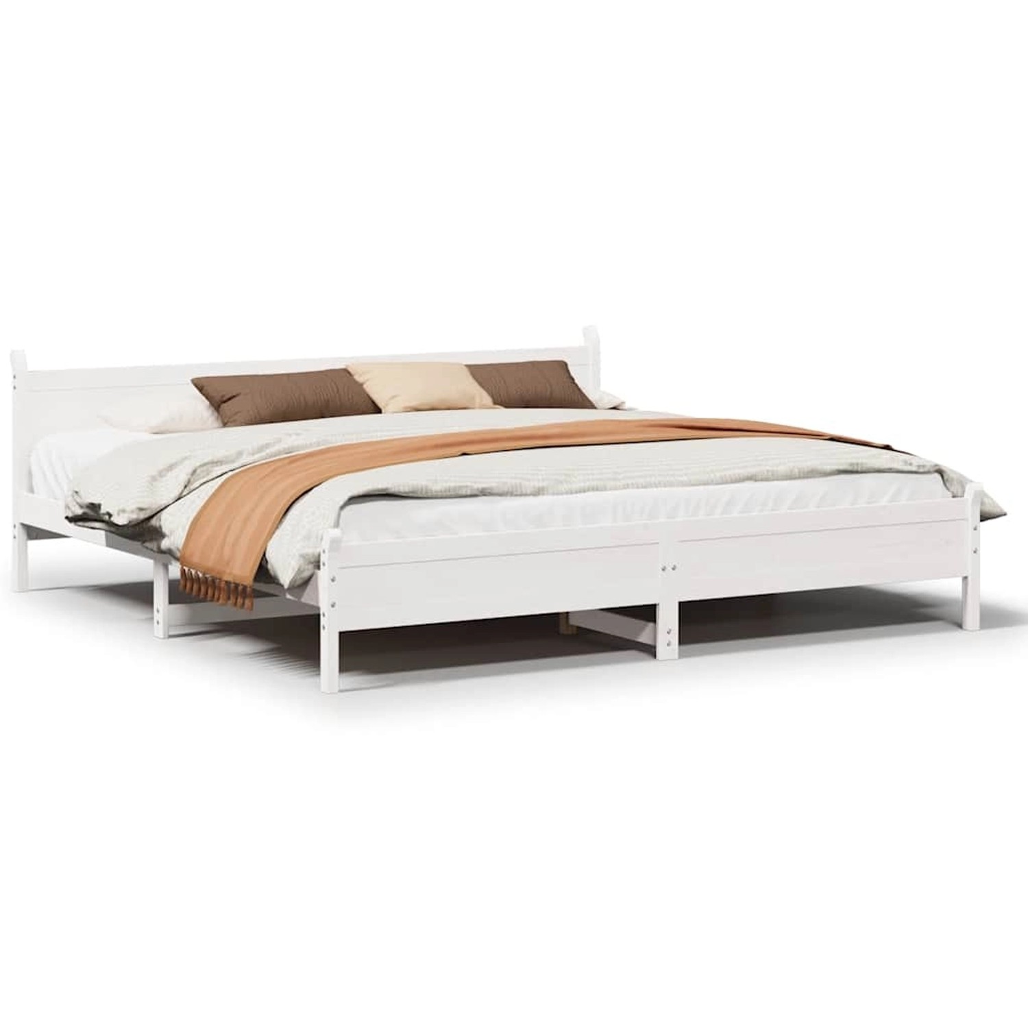 vidaXL Massivholzbett ohne Matratze Weiß 200x200 cm Kiefernholz 3309723 günstig online kaufen