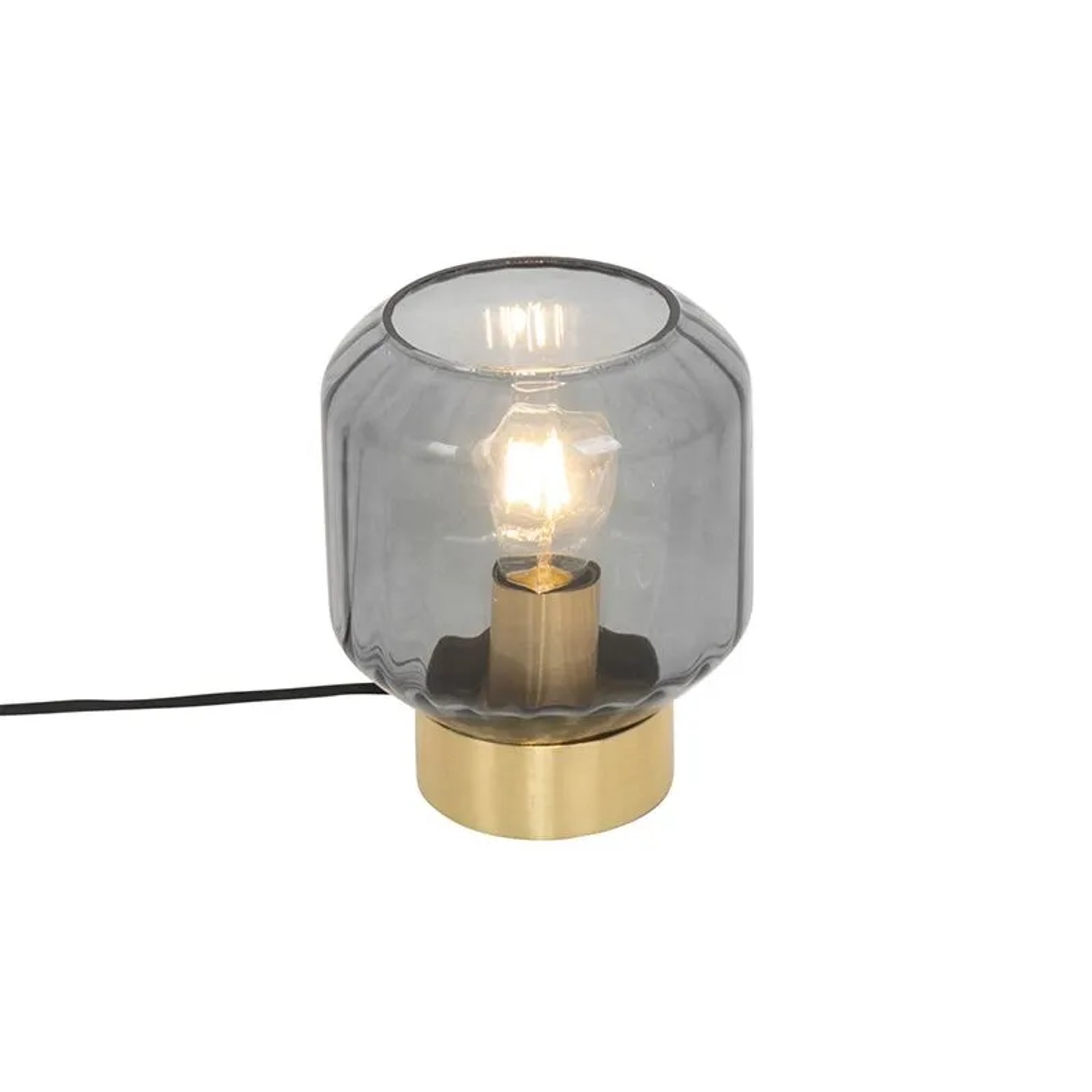 QAZQA Design Tischlampe Messing mit Rauchglas Stiklo
