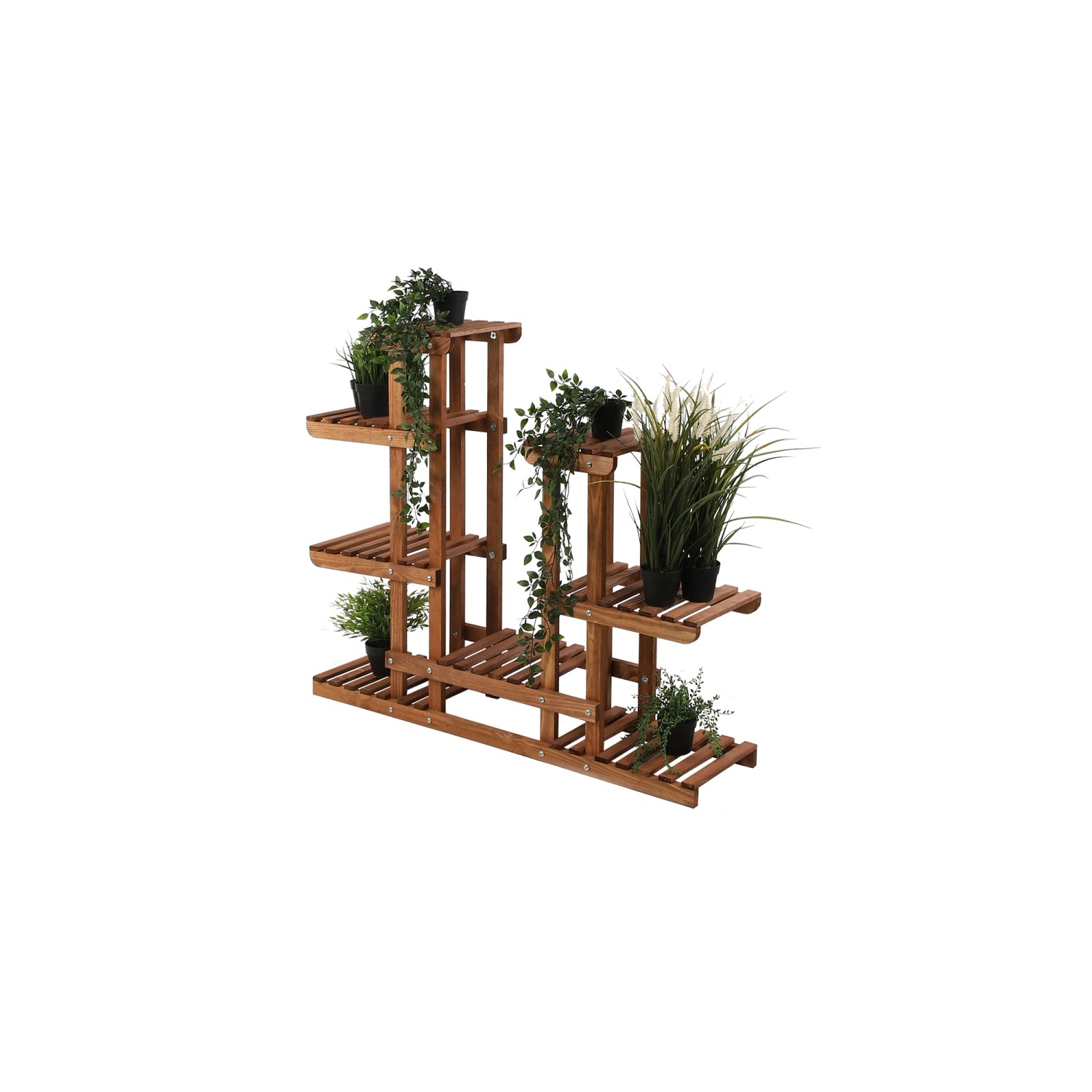 PROREGAL Blumenständer FLORANGE HxBxT 116x95x25cm 8 Ablagen Kieferholz Brau günstig online kaufen