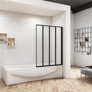 Duschparadies 90x140cm 4-teilig Faltwand Trennwand Badewannenaufsatz Duschwand Duschabtrennung
