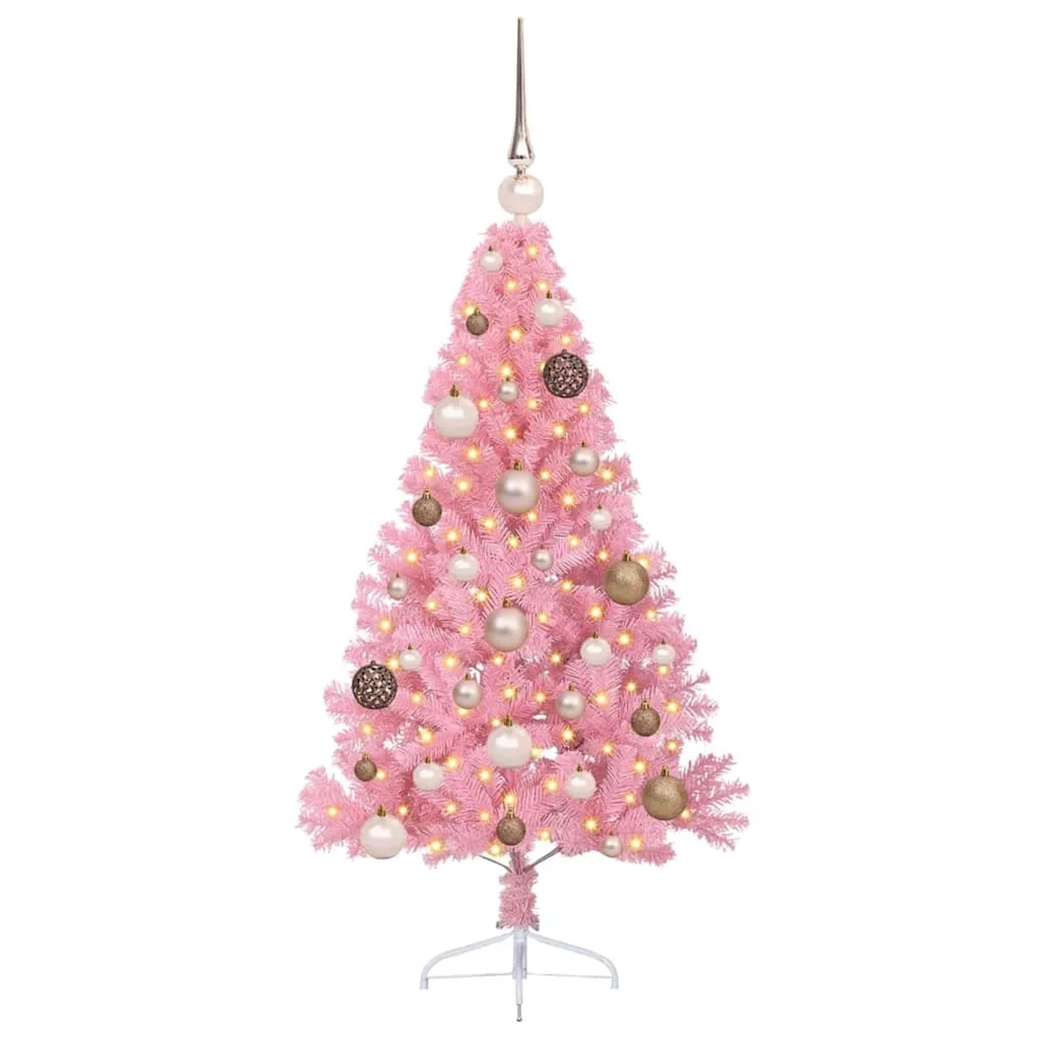 vidaXL Künstlicher Vorbeleuchteter Weihnachtsbaum Rosa 120 cm PVC 3397048