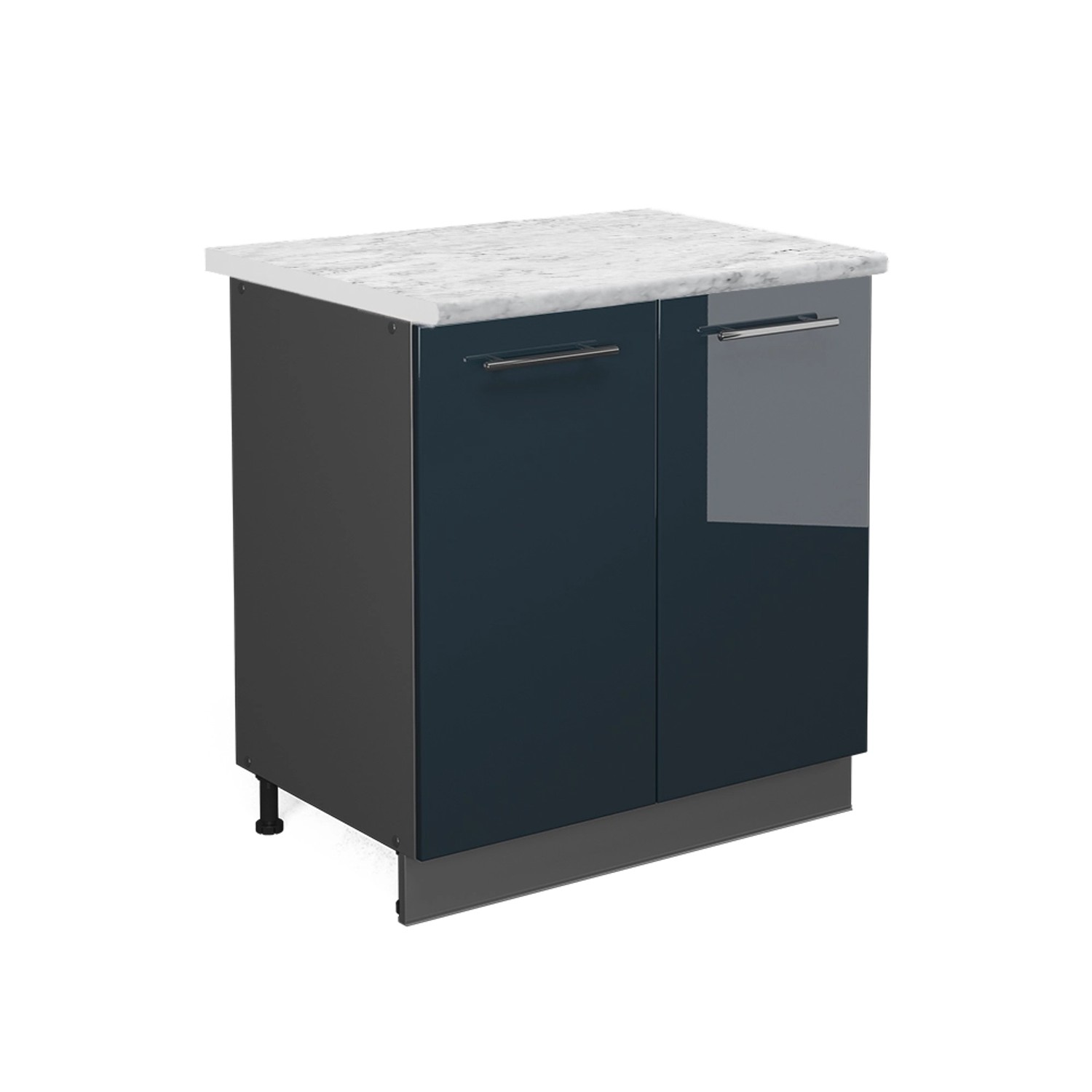 Vicco Spülenunterschrank Fame-Line Dunkelblau Hochglanz 80 cm mit Regal AP günstig online kaufen
