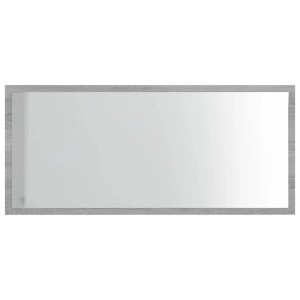 vidaXL Badmöbel-Set, Modell 3, Grau Sonoma: Rechteckiger Spiegel mit Holzrahmen.