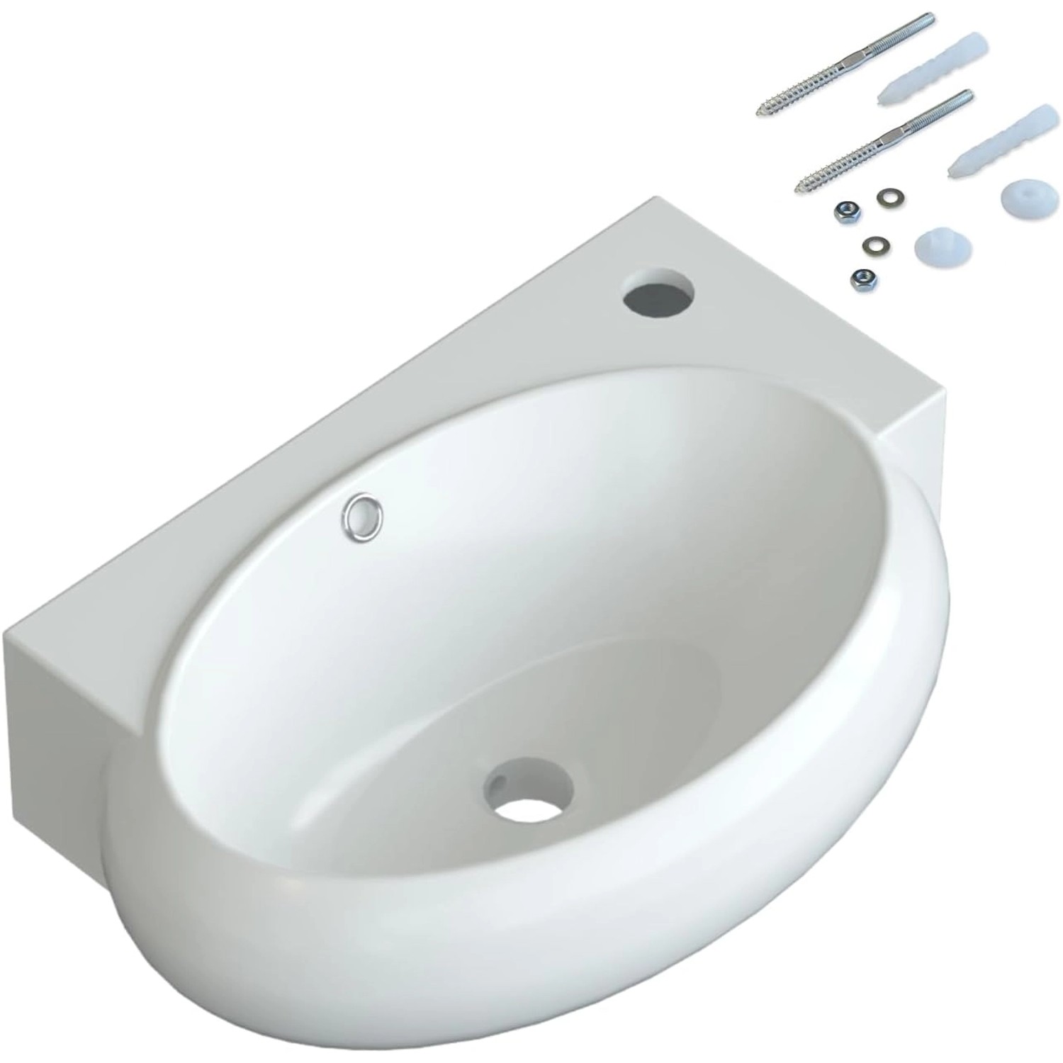 Aquabatos Waschtisch Handwaschbecken mit Wasserhahnloch und Überlauf Waschb günstig online kaufen