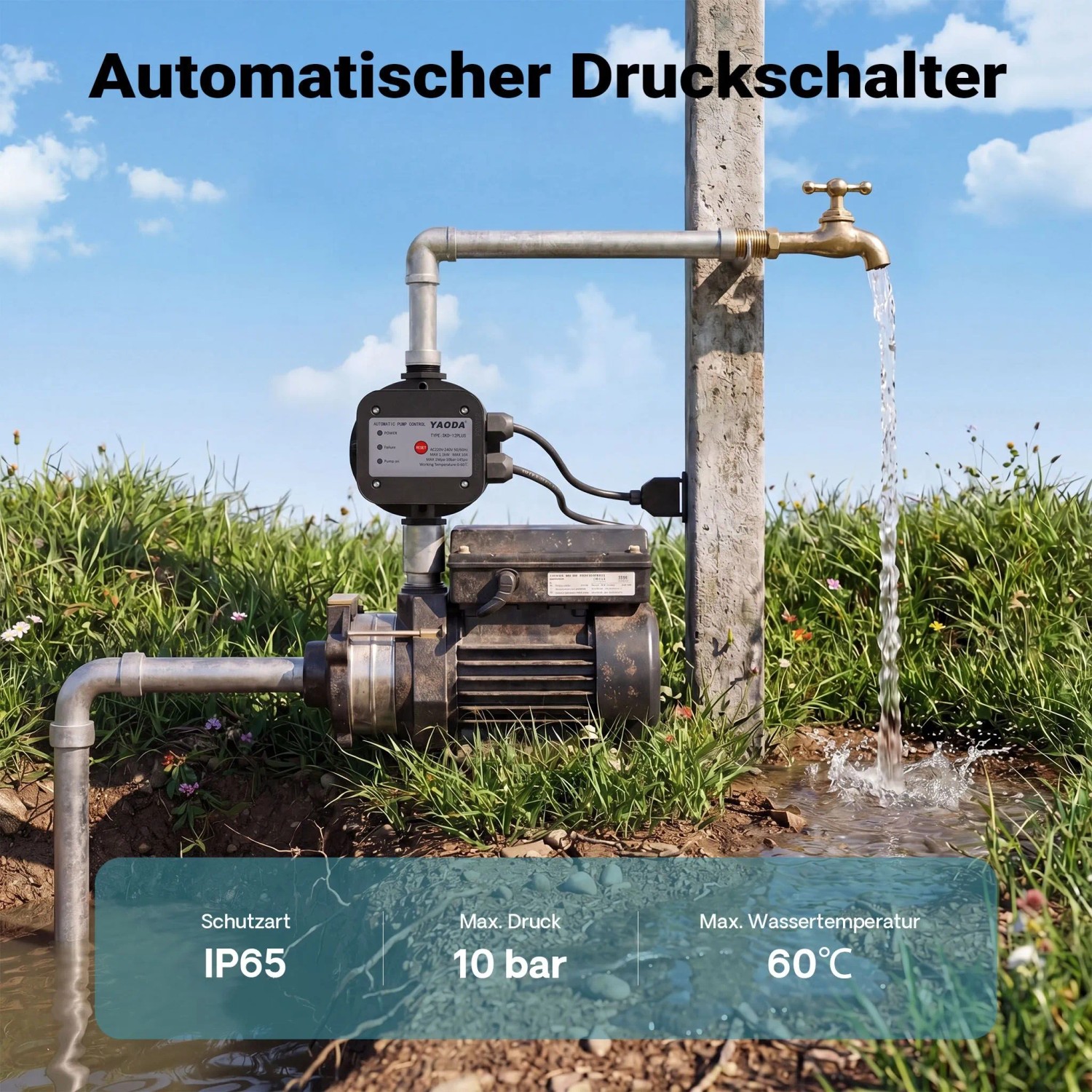 Wiltec Druckschalter Kabel Epc-5 230V 1-Phasig Pumpensteuerung Hauswasserwerk_6