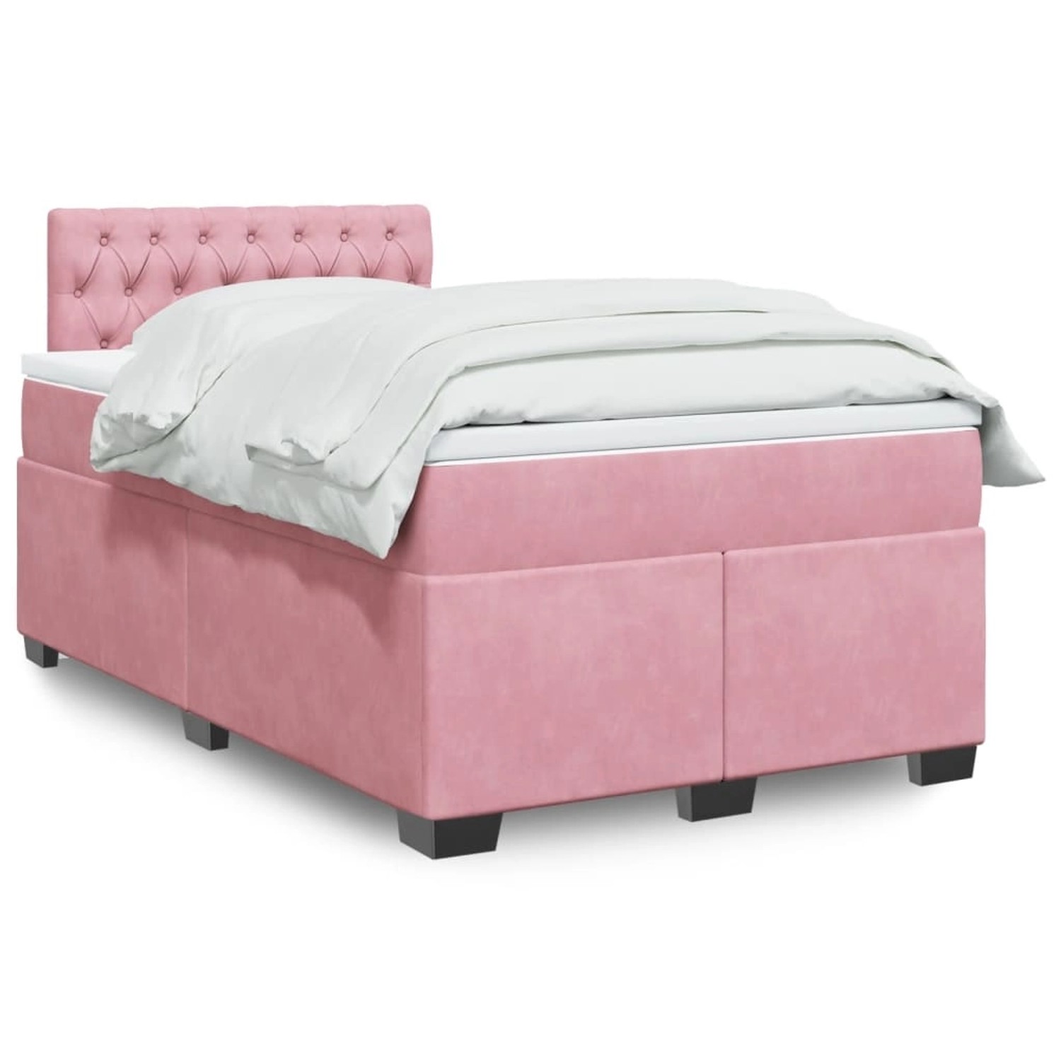 vidaXL Boxspringbett mit Matratze Rosa 120x200 cm Samt 3288593 günstig online kaufen