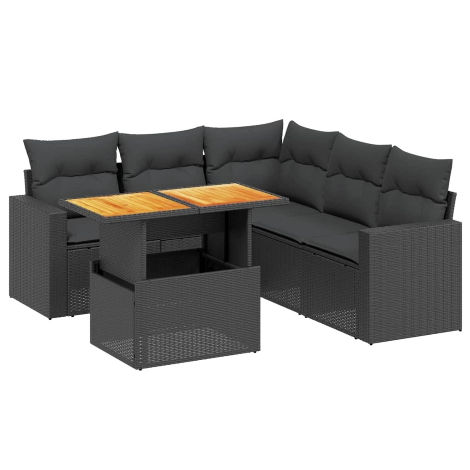 vidaXL 6-Tlg Garten-Sofagarnitur mit Kissen Schwarz Poly Rattan 3271307 günstig online kaufen