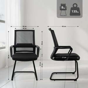 DELUKE Besucherstuhl SOFIA Kunststoff Schwarz 58x60x96cm Konferenzstuhl Wartezimmerstuhl Bürostuhl