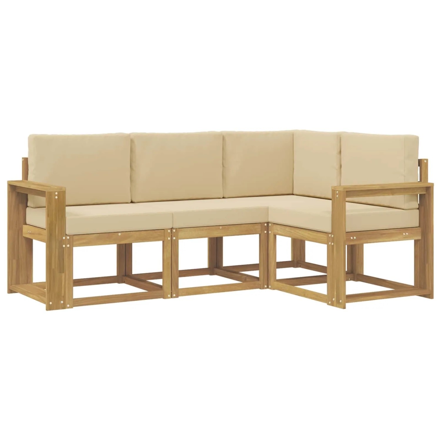 vidaXL Outdoor-Sofagarnitur mit Kissen 4-Tlg Weiß und Beige 3387567