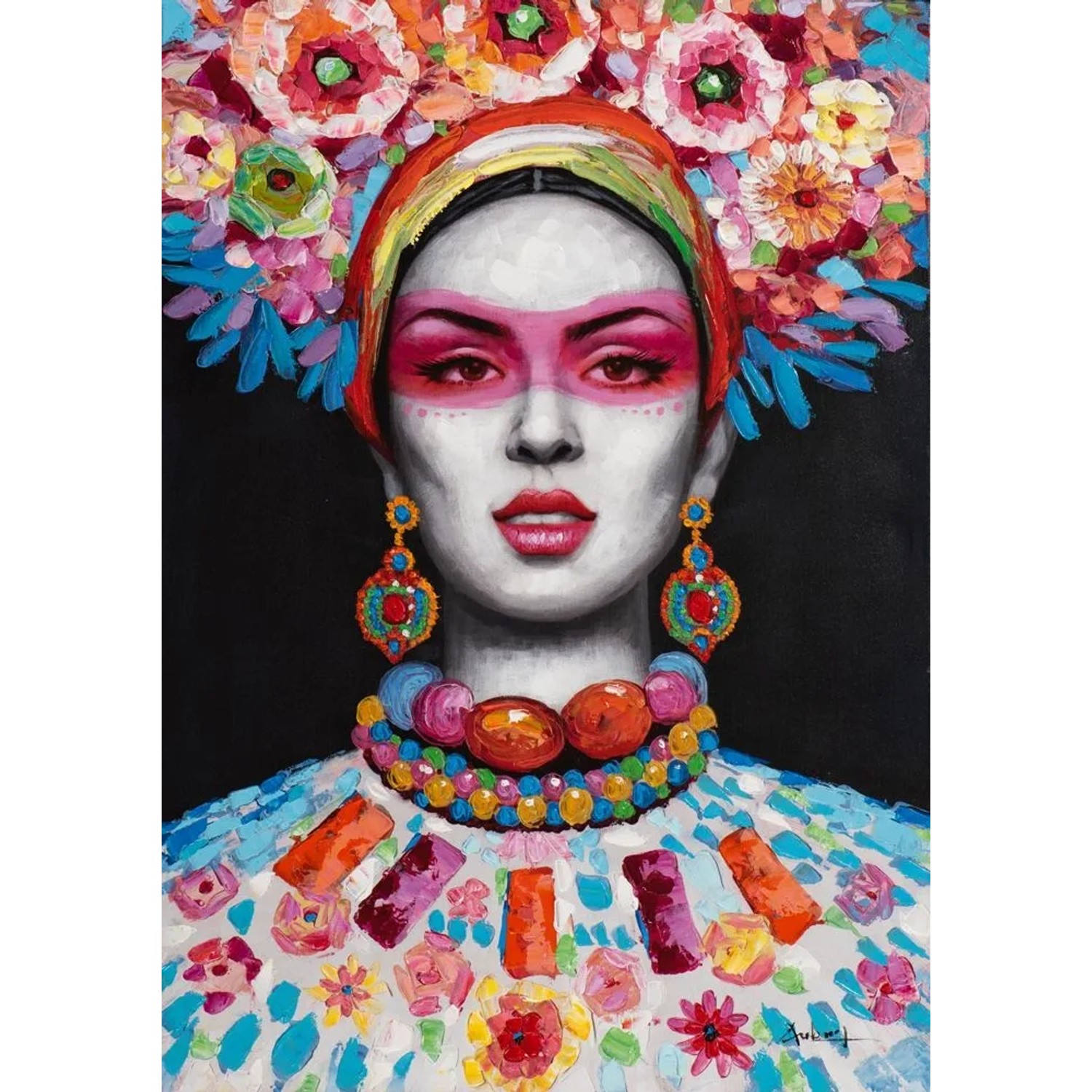 Art Universe Leinwandbild Frau mit Blumen Dekoration 70 x 100 cm