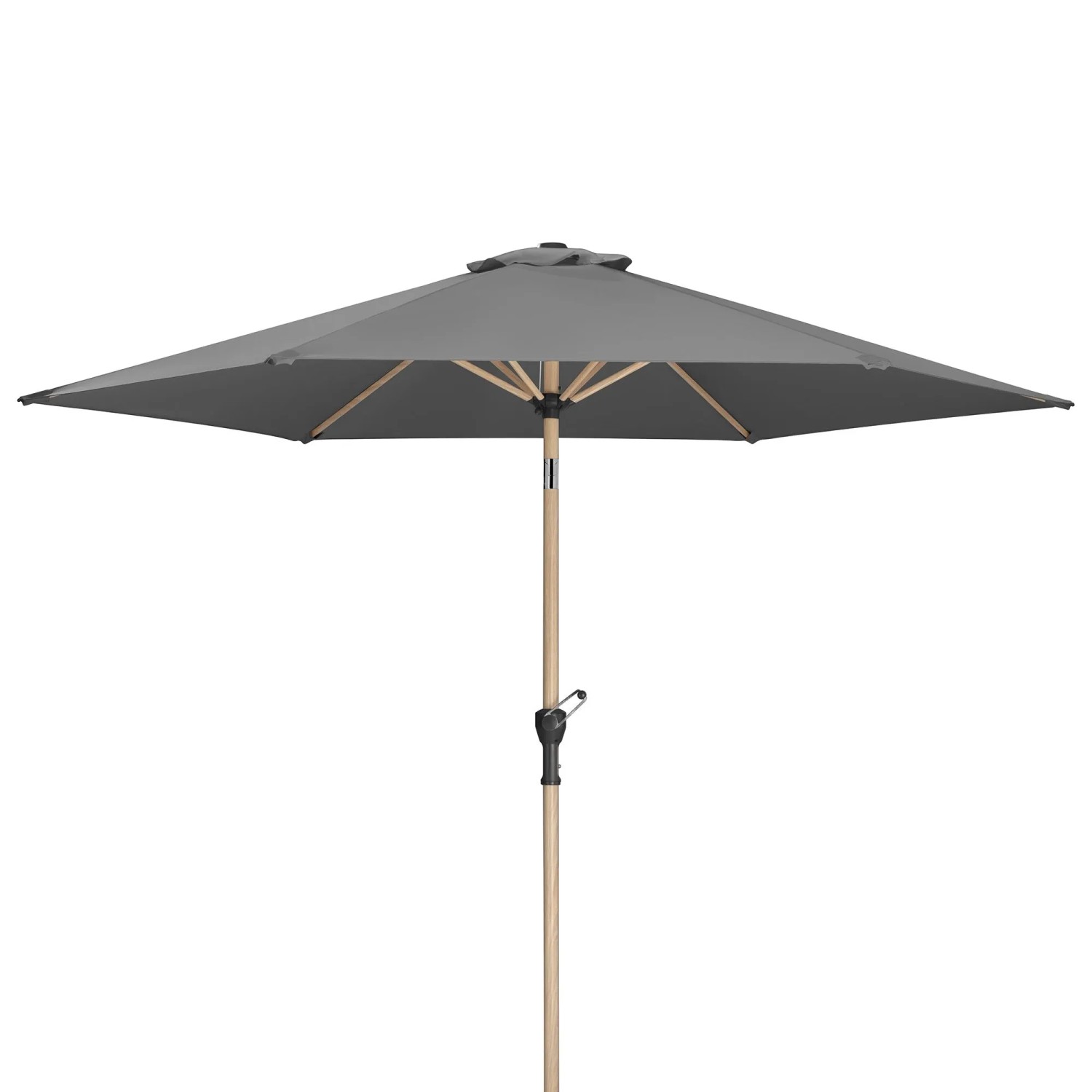 Quadratischer Schneider Marktschirm Cordoba, anthrazit, Holzoptik-Gestell, Kurbel. 270 cm.