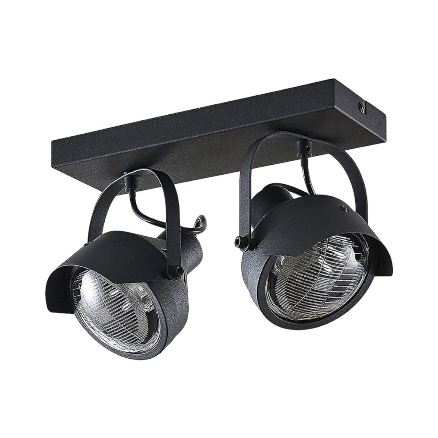 Lindby Strahler Henega 9624360 Vintage Industriell in Schwarz aus Metall 2-flammig GU10 Wohnzimmerleuchte