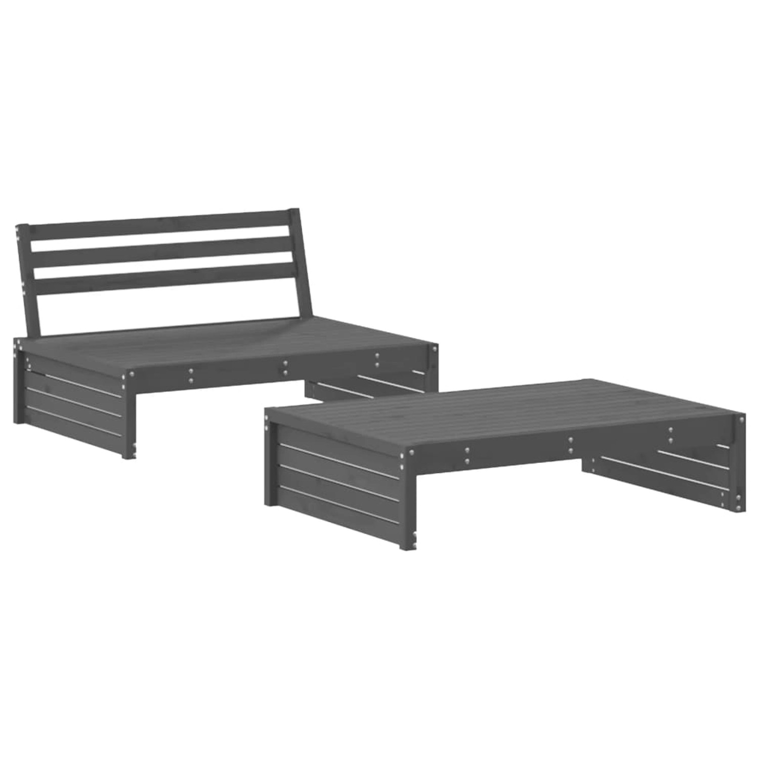 vidaXL 2-tlg Garten-Lounge-Set Grau Massivholz Kiefer Modell 1 günstig online kaufen