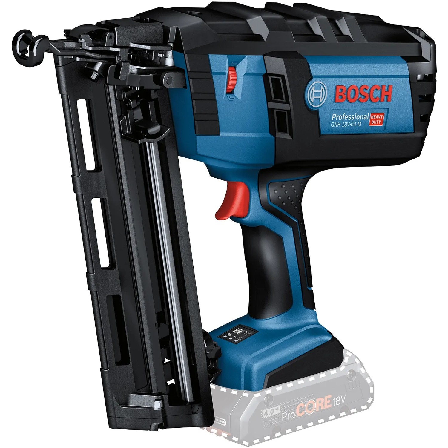 Bosch Professional Akku-Holznagler GNH 18V-64 M in L-Boxx. Akku-Tacker in Blau und Schwarz.