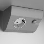 Detailaufnahme: Integrierte Steckdose im Jokey Spiegelschrank Alto Aluminium.