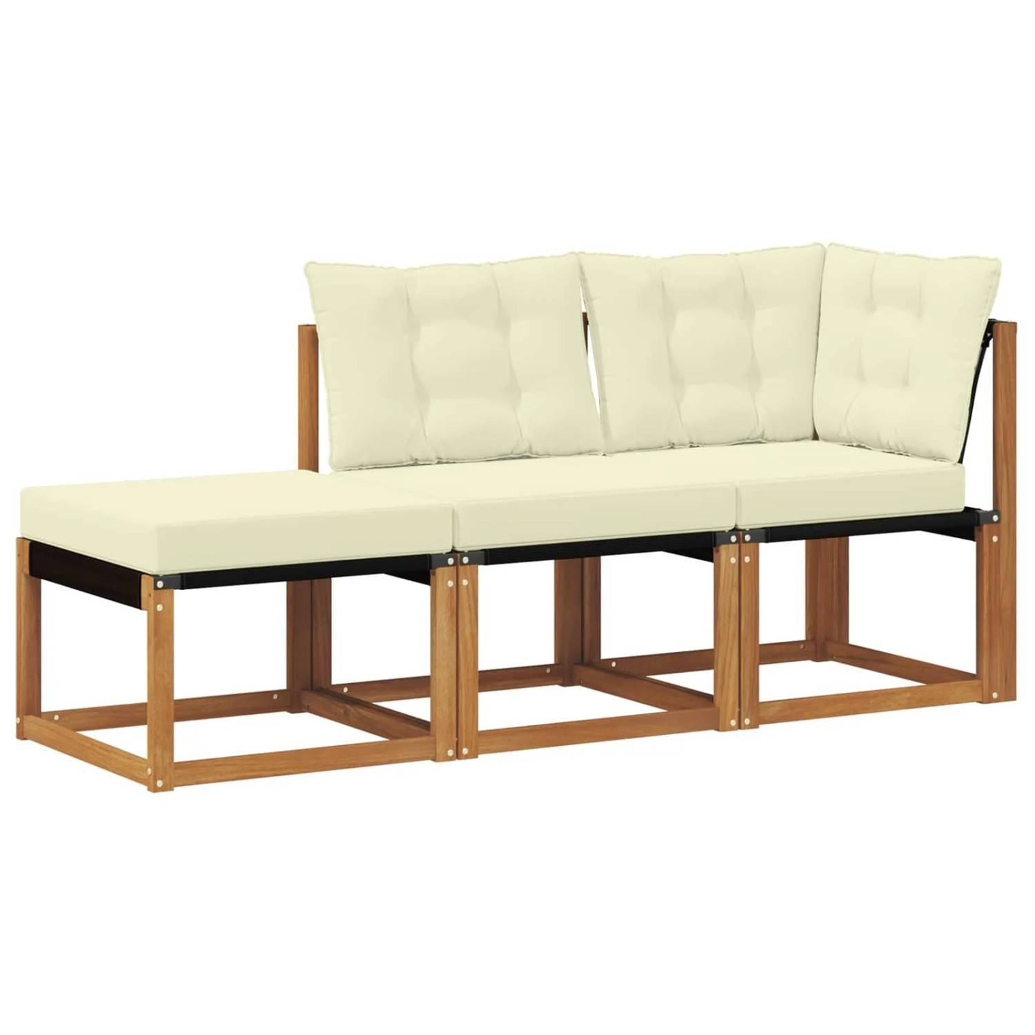 vidaXL Outdoor-Schnittsofa-Einheiten 3 Stück Natur und Creme 900625
